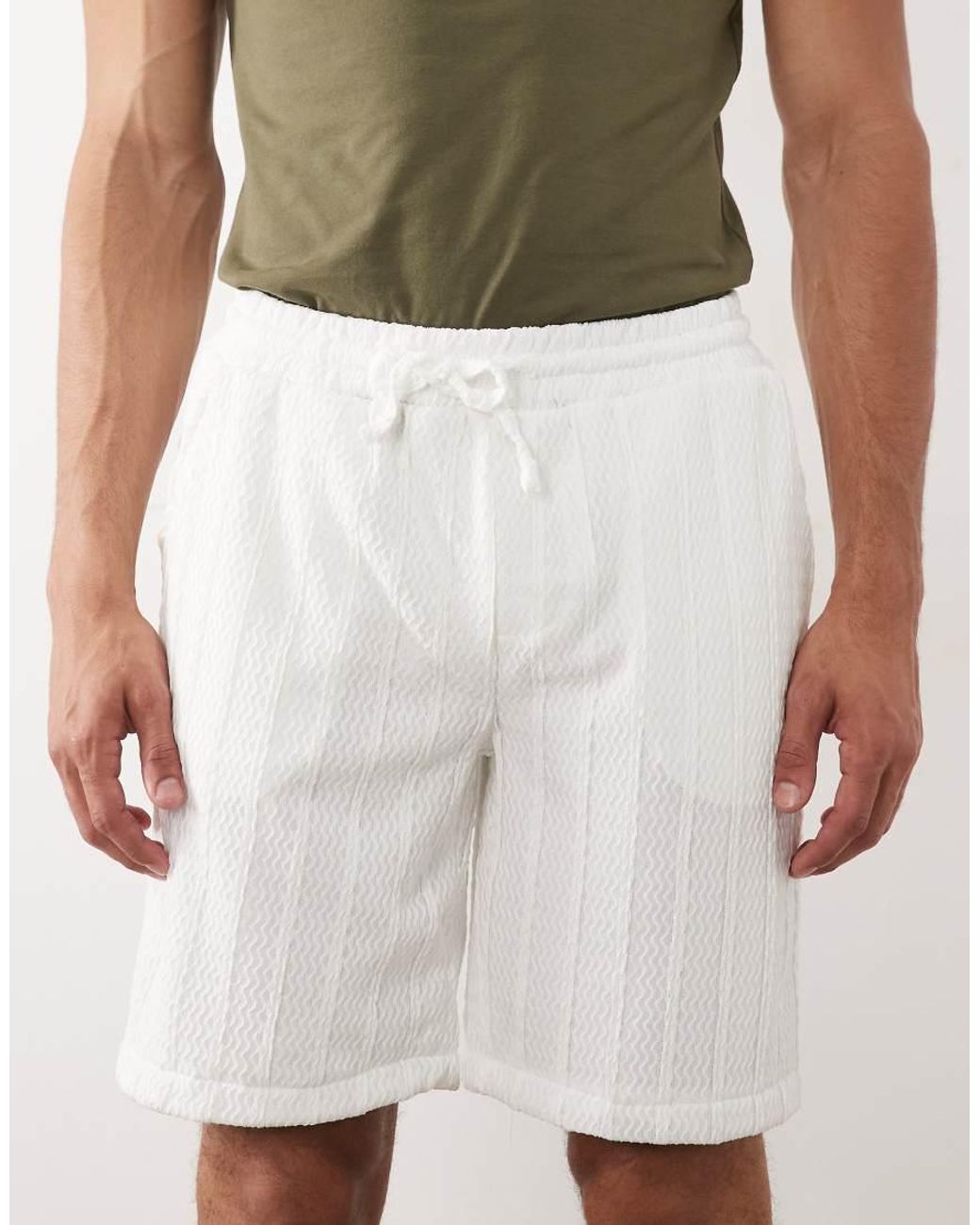 Brave Soul Green Textured Stripe Shorts for men