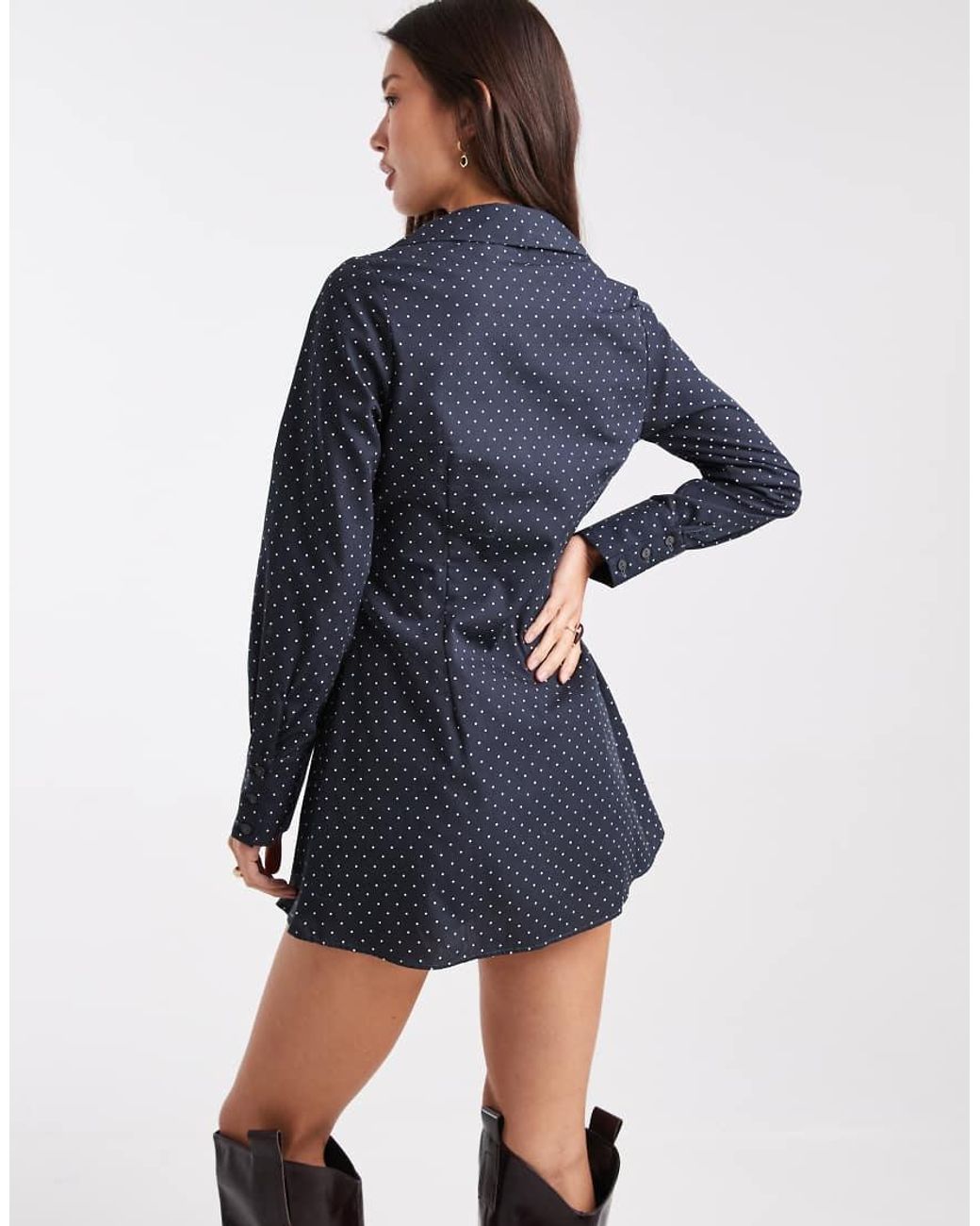 Miss Selfridge Blue Fitted Poplin Shirt Dress