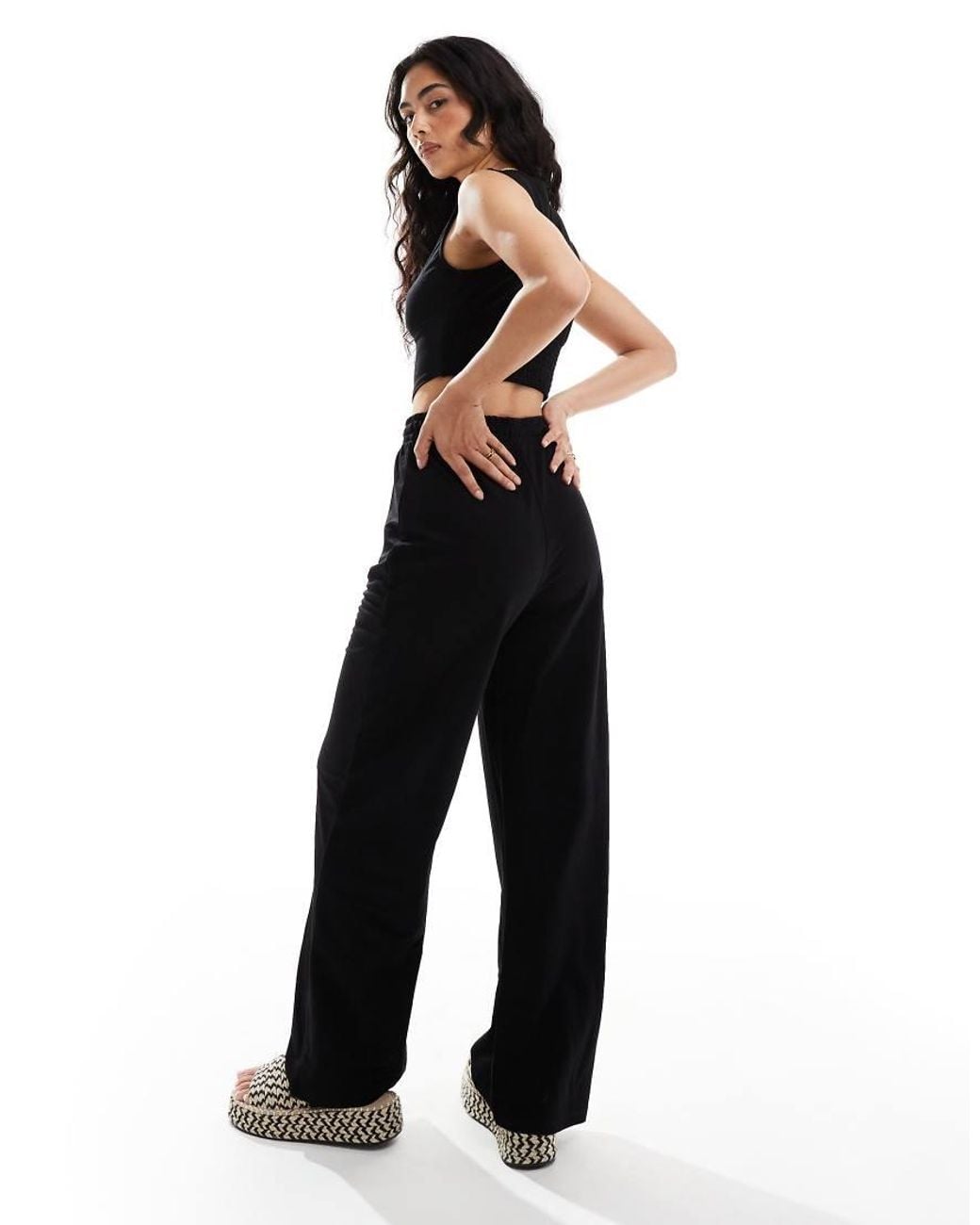 Pantalones Negros De Pernera Ancha De (Parte De Un Conjunto) ONLY de color Black