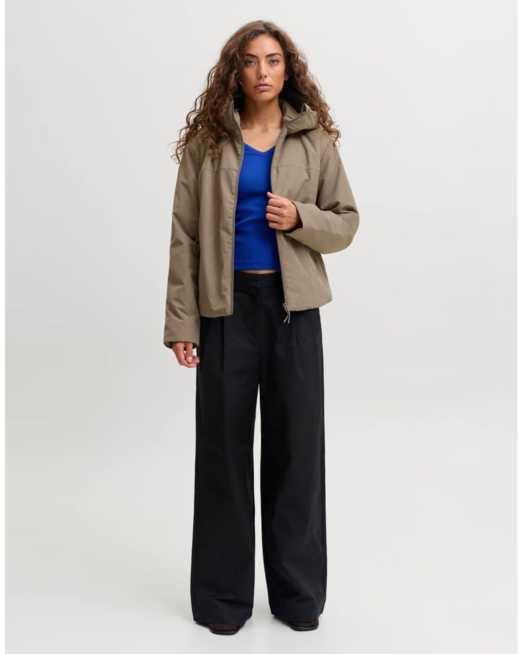 JJXX Brown Moon Lightweight Water-resistant Short Hooded Jacket