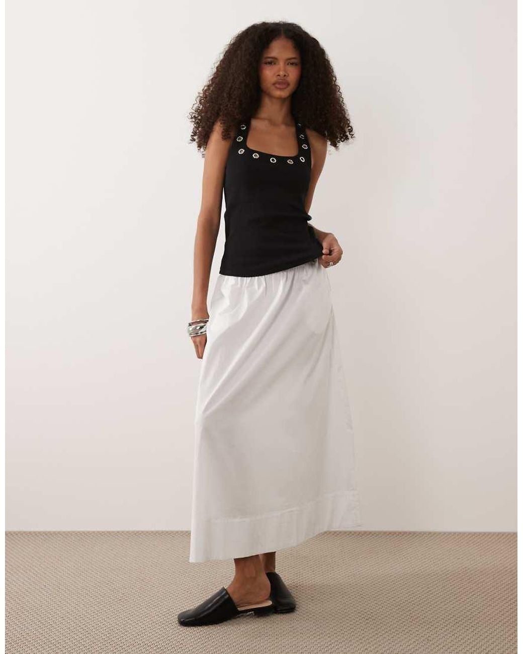 ASOS Black Eyelet Stud Halter Neck Top