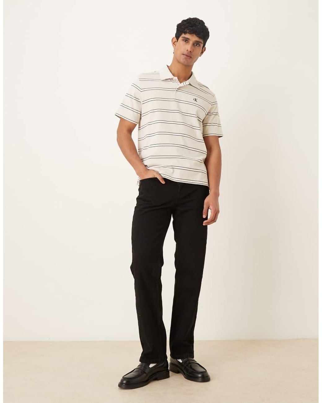 Calvin Klein White Jersey Polo Shirt for men