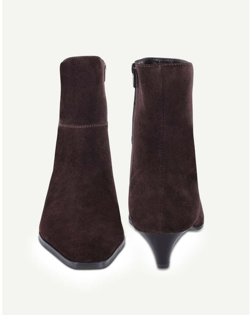 OFF THE HOOK Brown Pheonix Suede Kitten Heel Ankle Boots