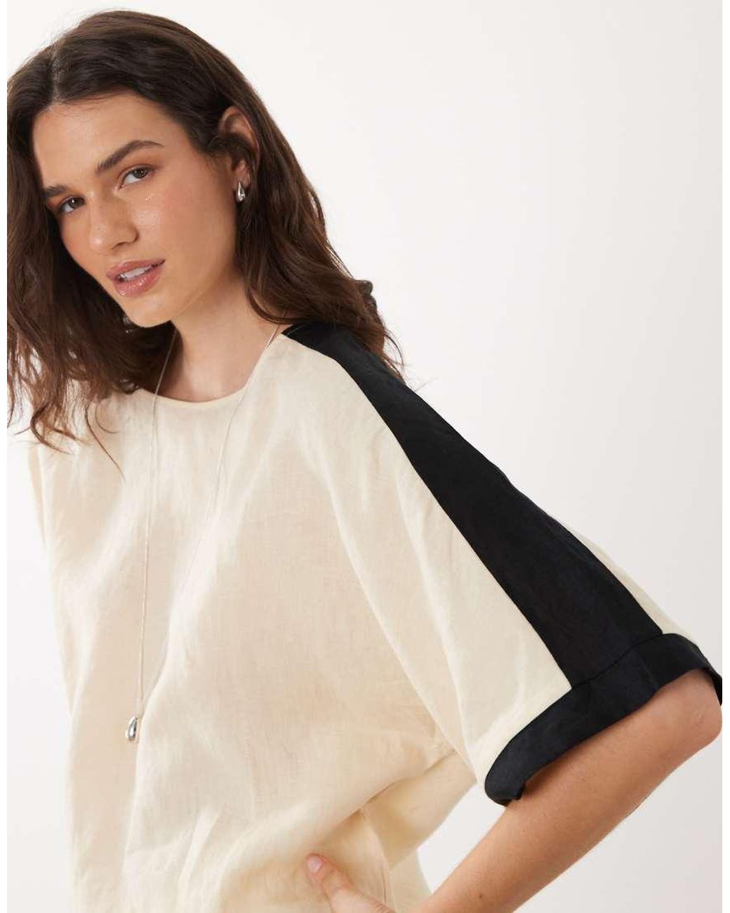 Mango Natural Morti 100% Linen Oversized Short Sleeve Blouse Co-ord