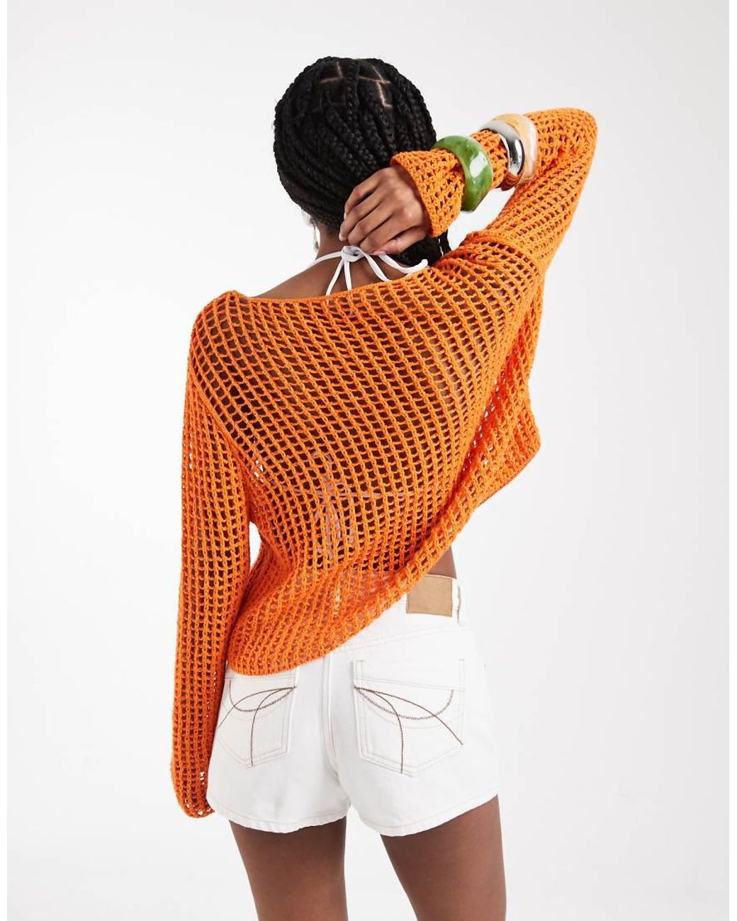 ASOS Orange Open Stitch Crochet Jumper
