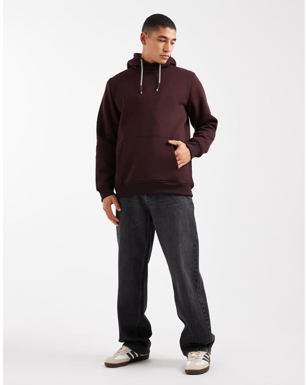 Brave Soul Red Hoodie With Contrast Drawcords for men