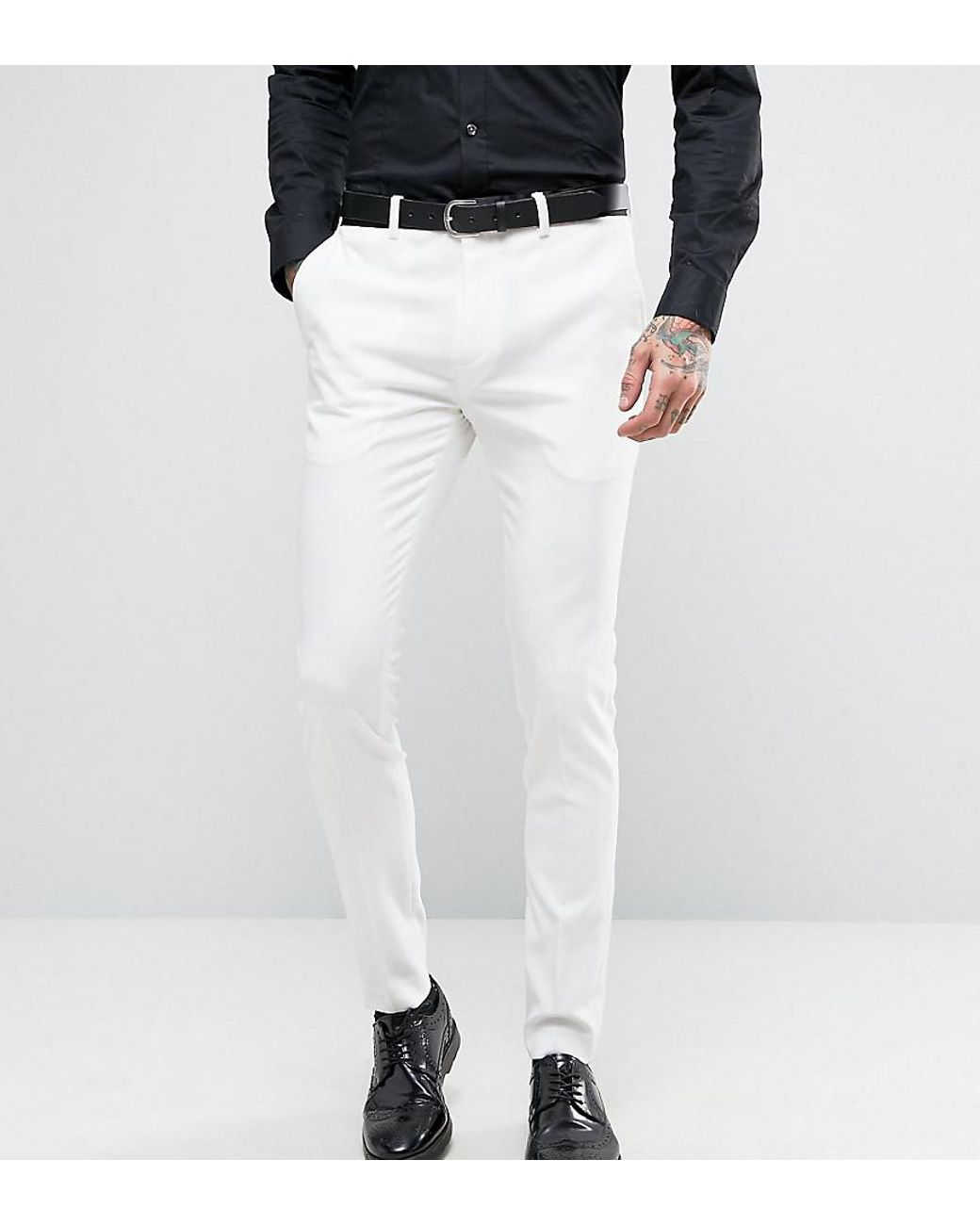 Only & Sons Super Skinny Tuxedo Suit Pants in White for Men