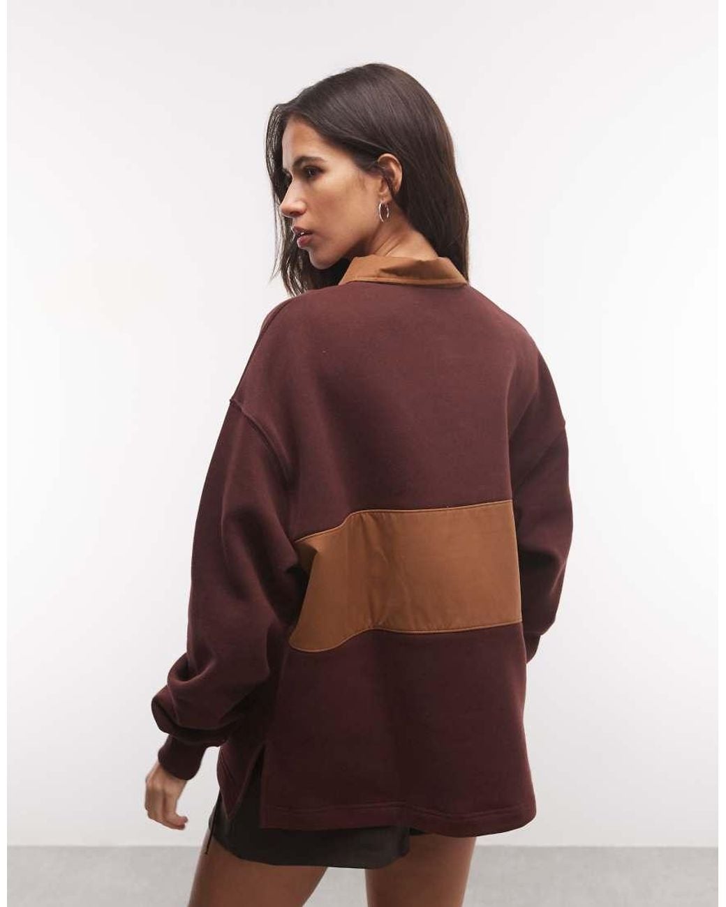 Nike Brown Studio Fleece Mid-Weight Oversized Rugby Sweat