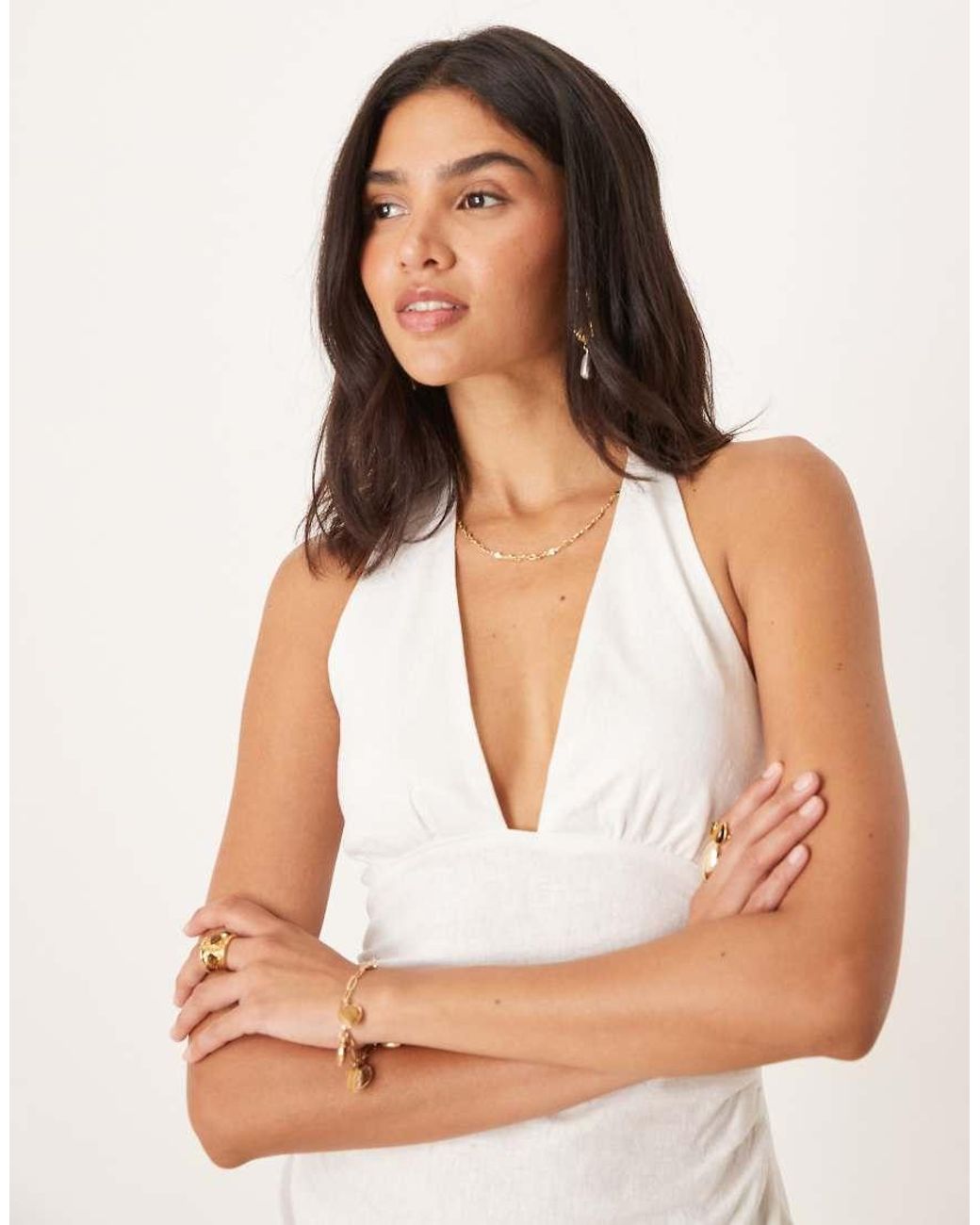 Cotton On Natural Haven Halter Mini Sundress