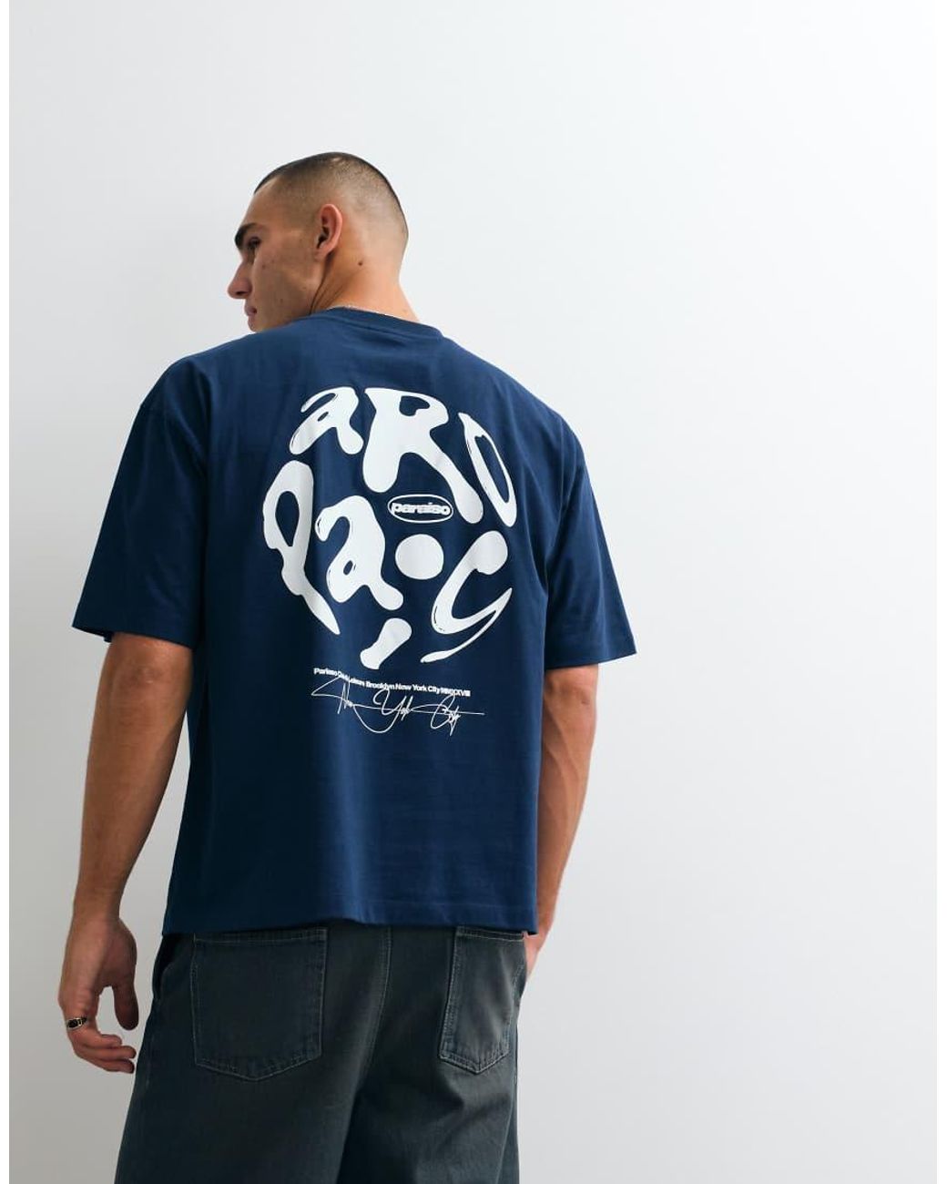 ASOS Blue Oversized T-shirt With Paraiso Bubble Graphic for men