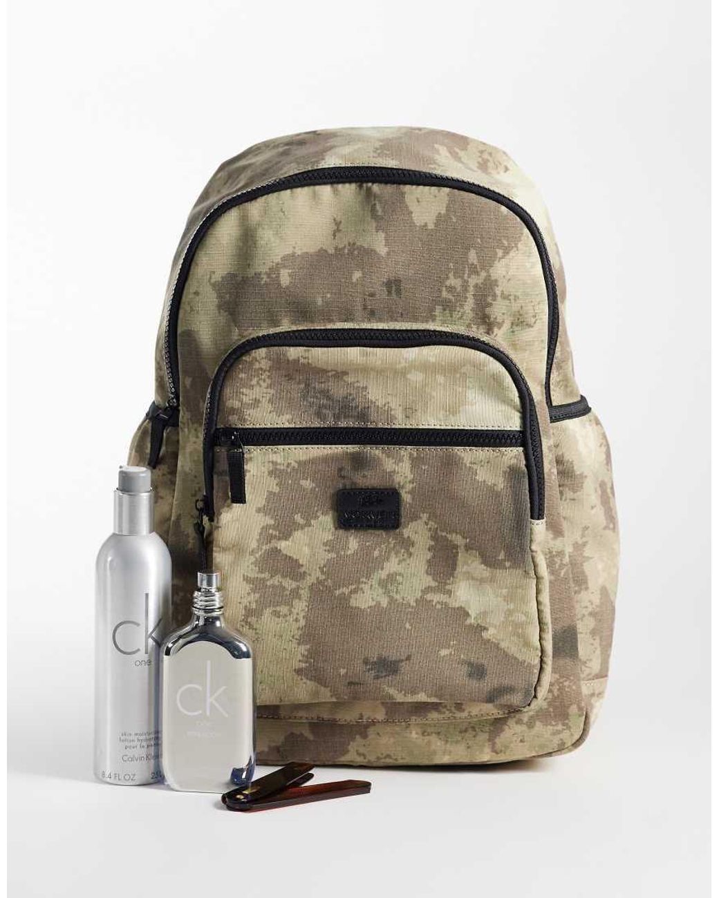 ASOS Green Relaxed Camo Print Nylon Backpack for men