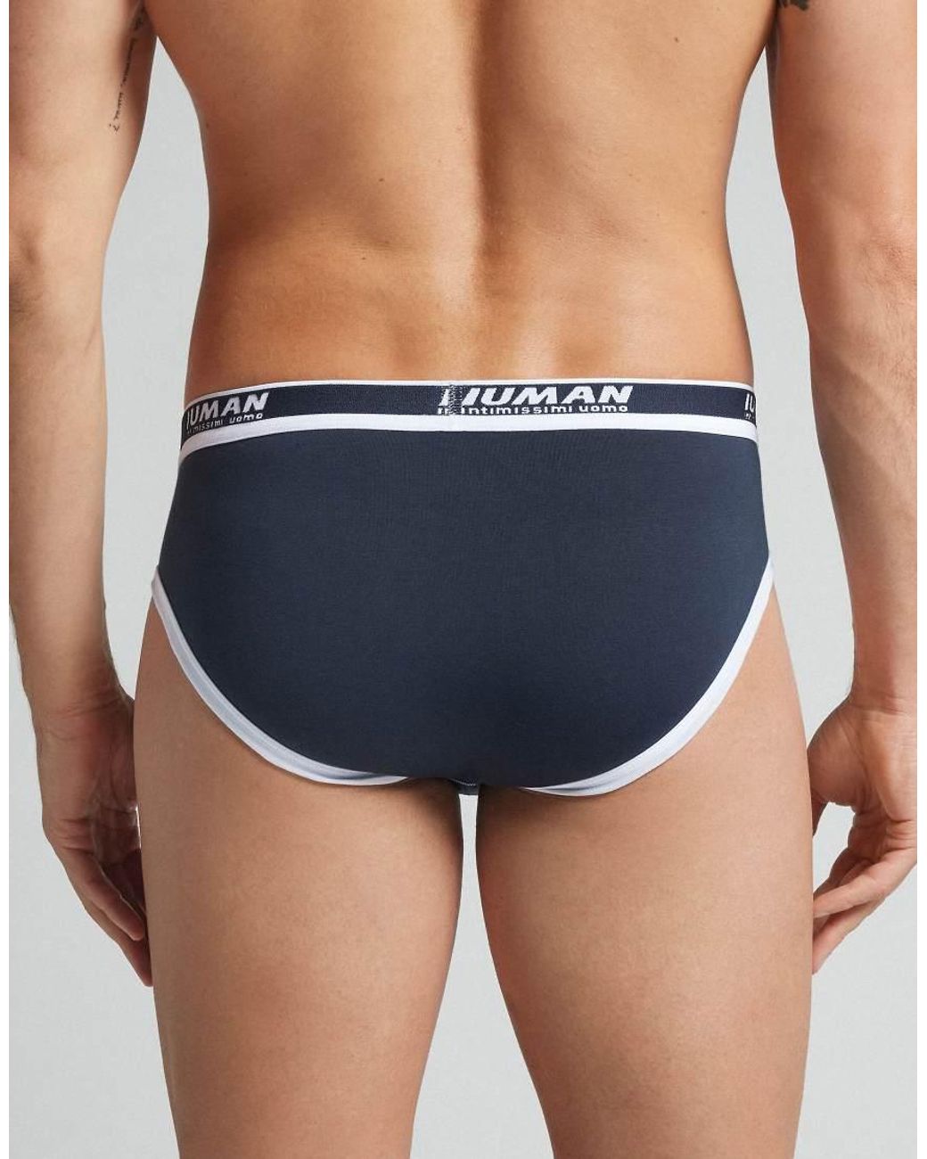 Intimissimi Blue Superior Cotton Briefs With Logo for men