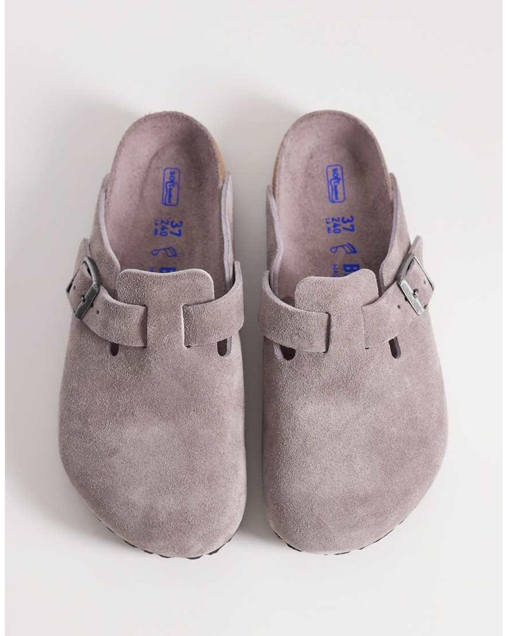 Birkenstock Gray Boston Suede Clogs