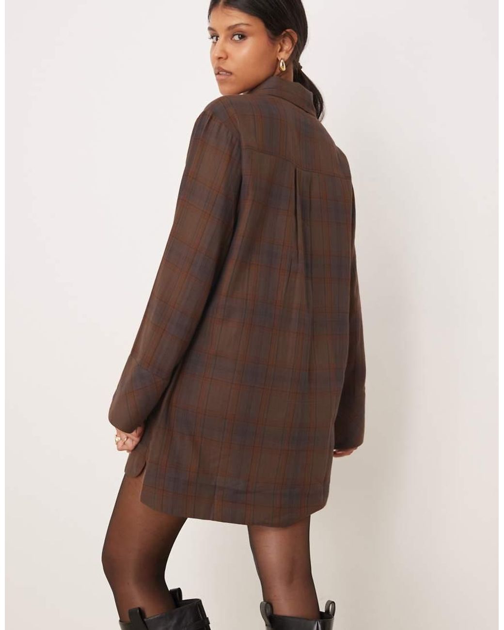 ASOS Natural Mini Shirt Dress With Wide Cuffs And Oversized Pockets