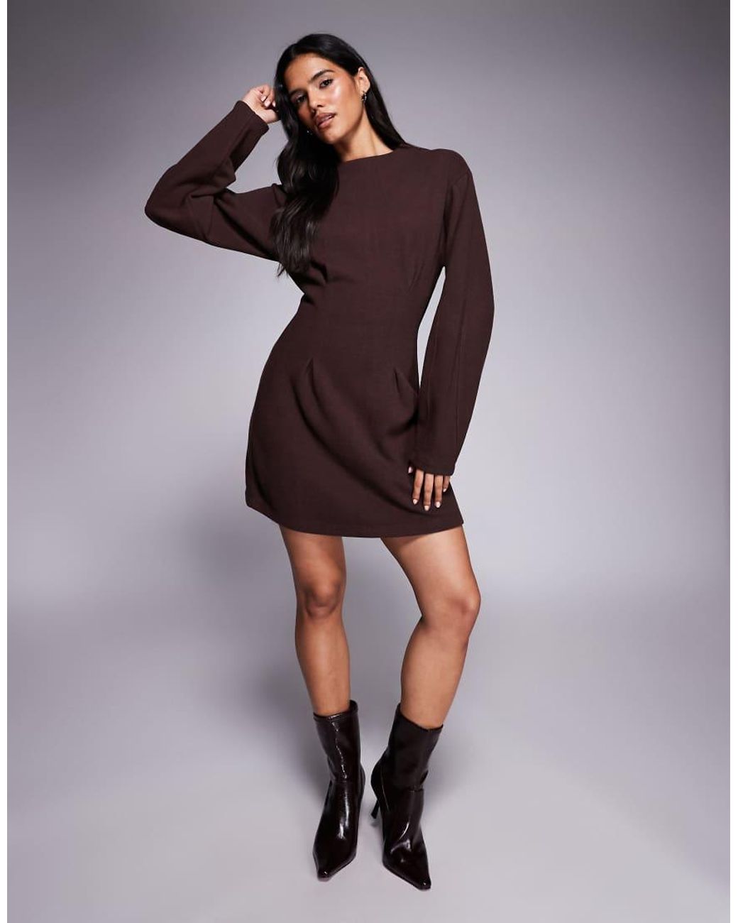 ASOS Purple Supersoft Cinched Waist Mini Dress