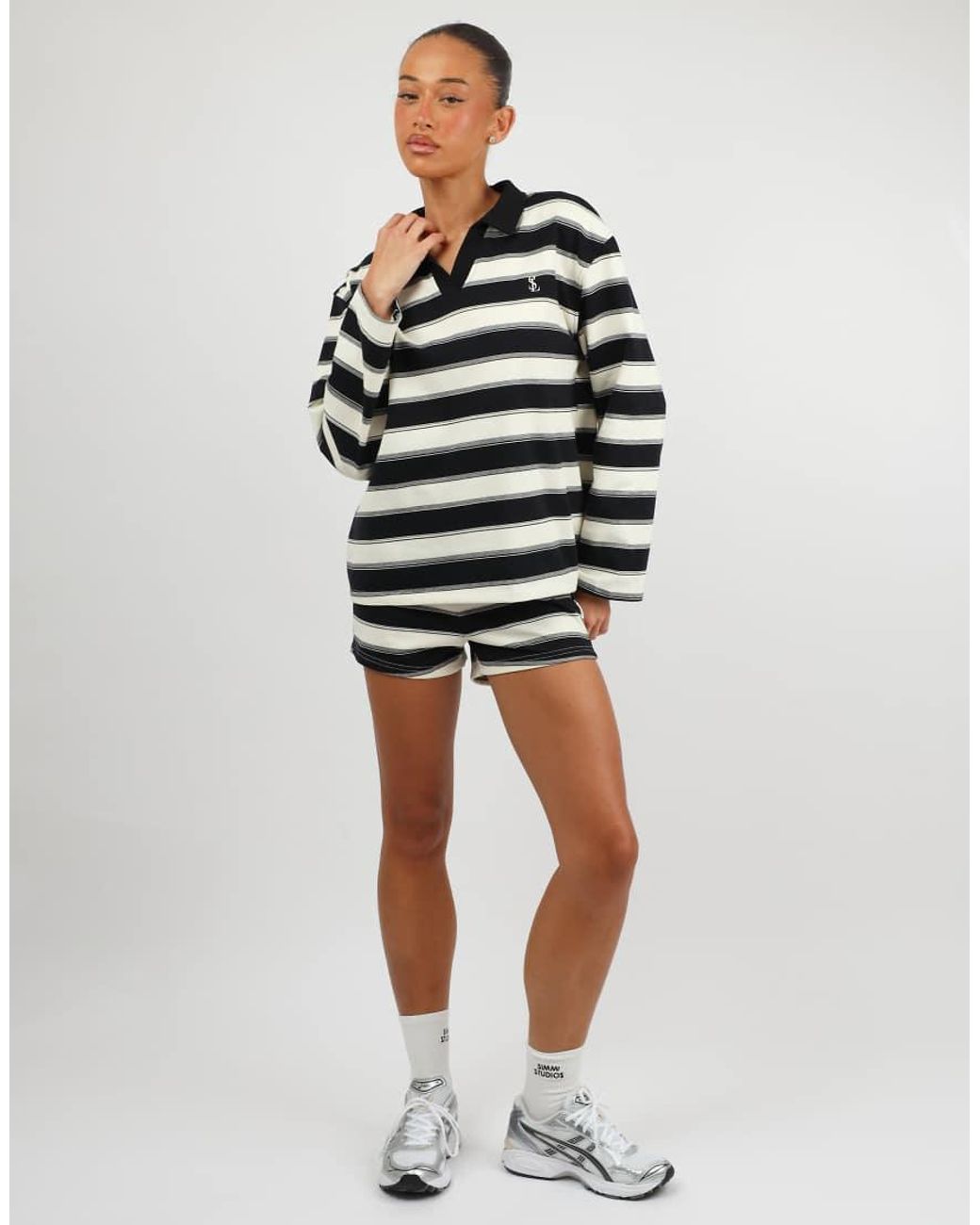 SIMMI Black X Mia Khan Madrid Stripe Rugby Top