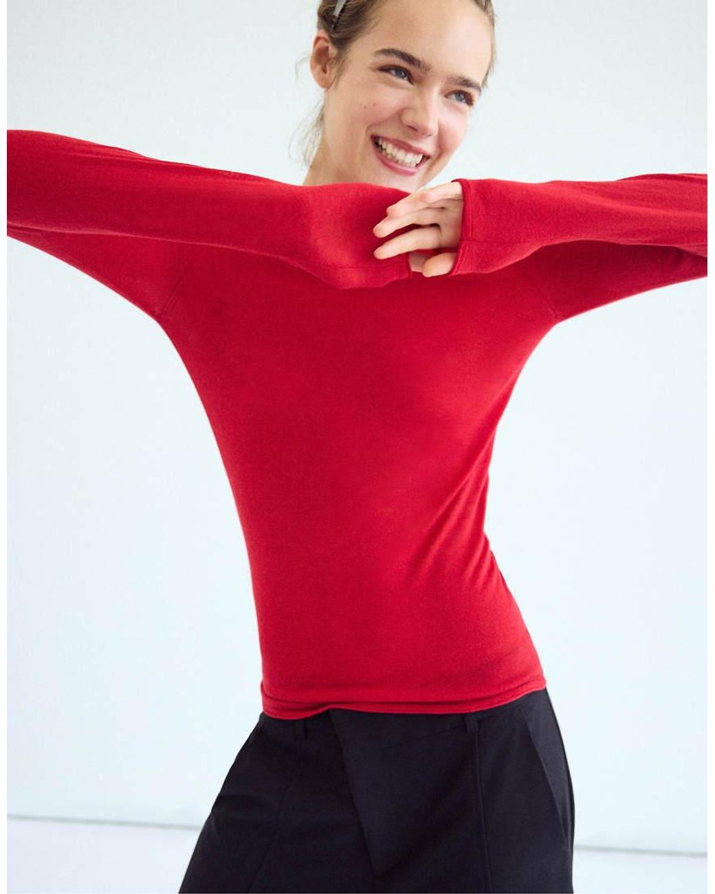 Stradivarius Blue Wool And Silk Boat-neck Sweater