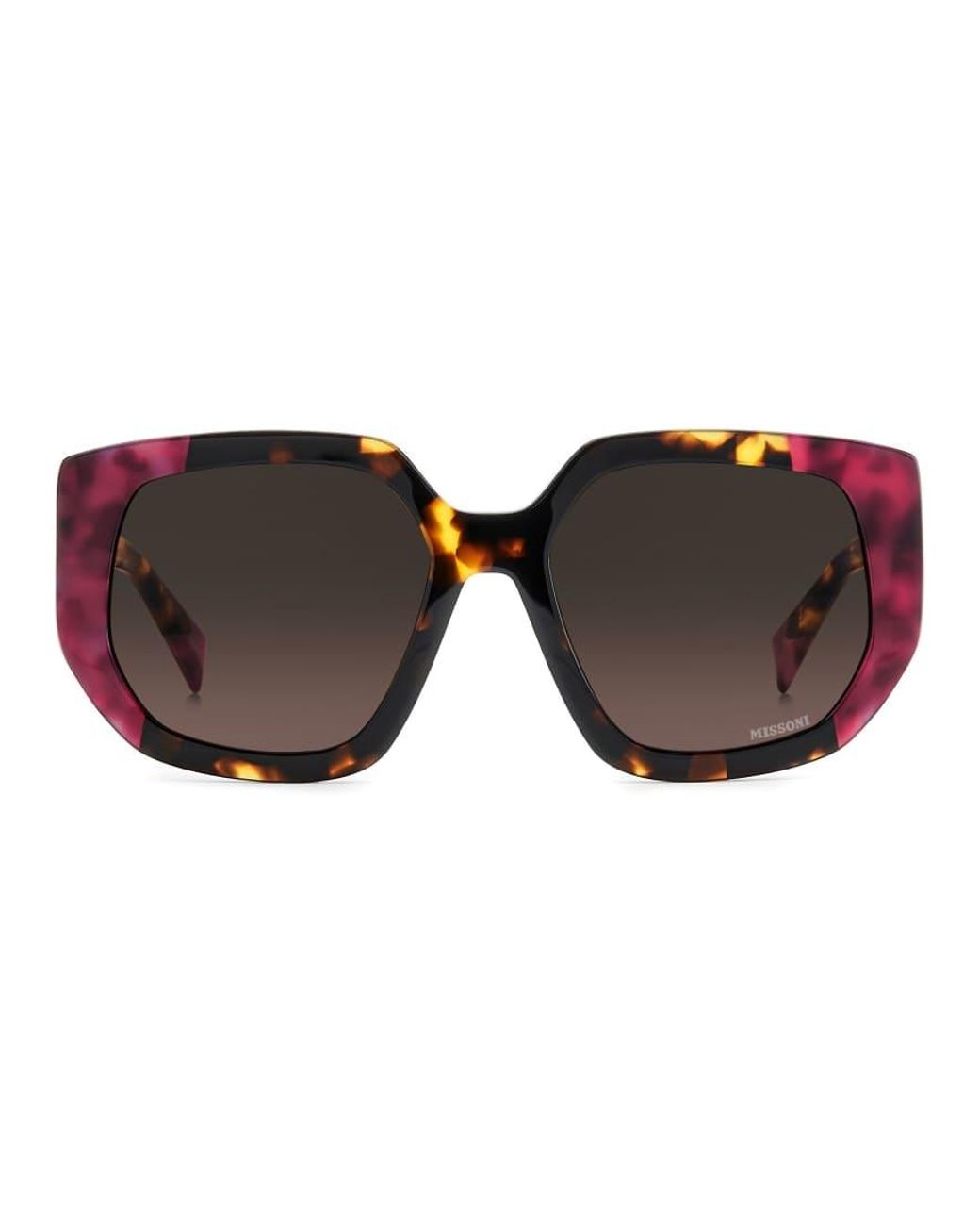 Missoni Sunglasses Brown Oversized Angular Sunglasses With Plum Shaded Lenses