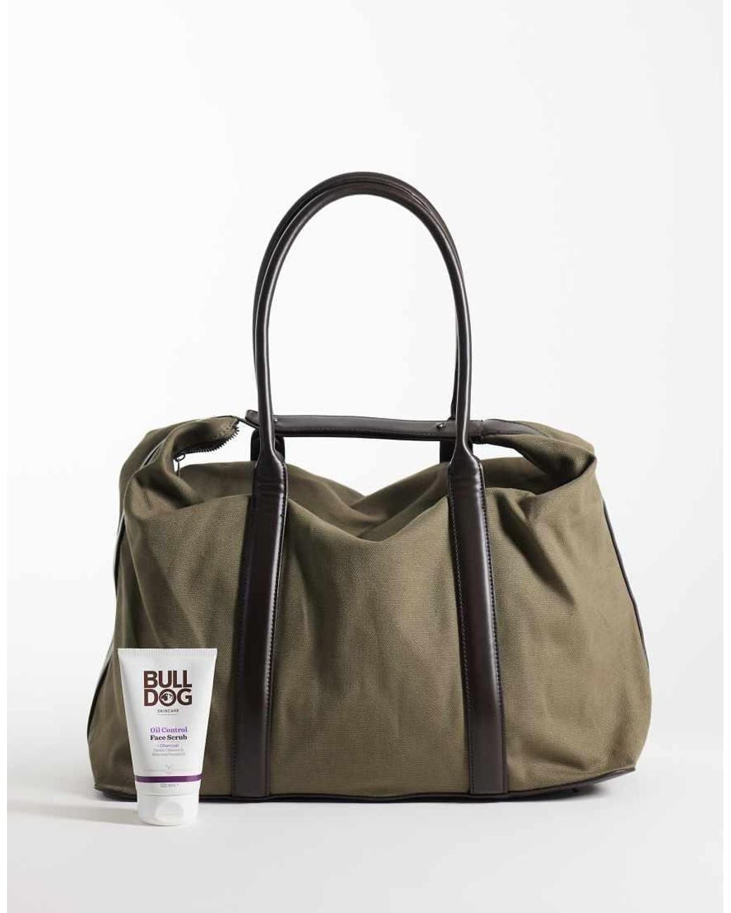ASOS Brown Canvas Fabric Holdall Bag With Constrast Straps for men