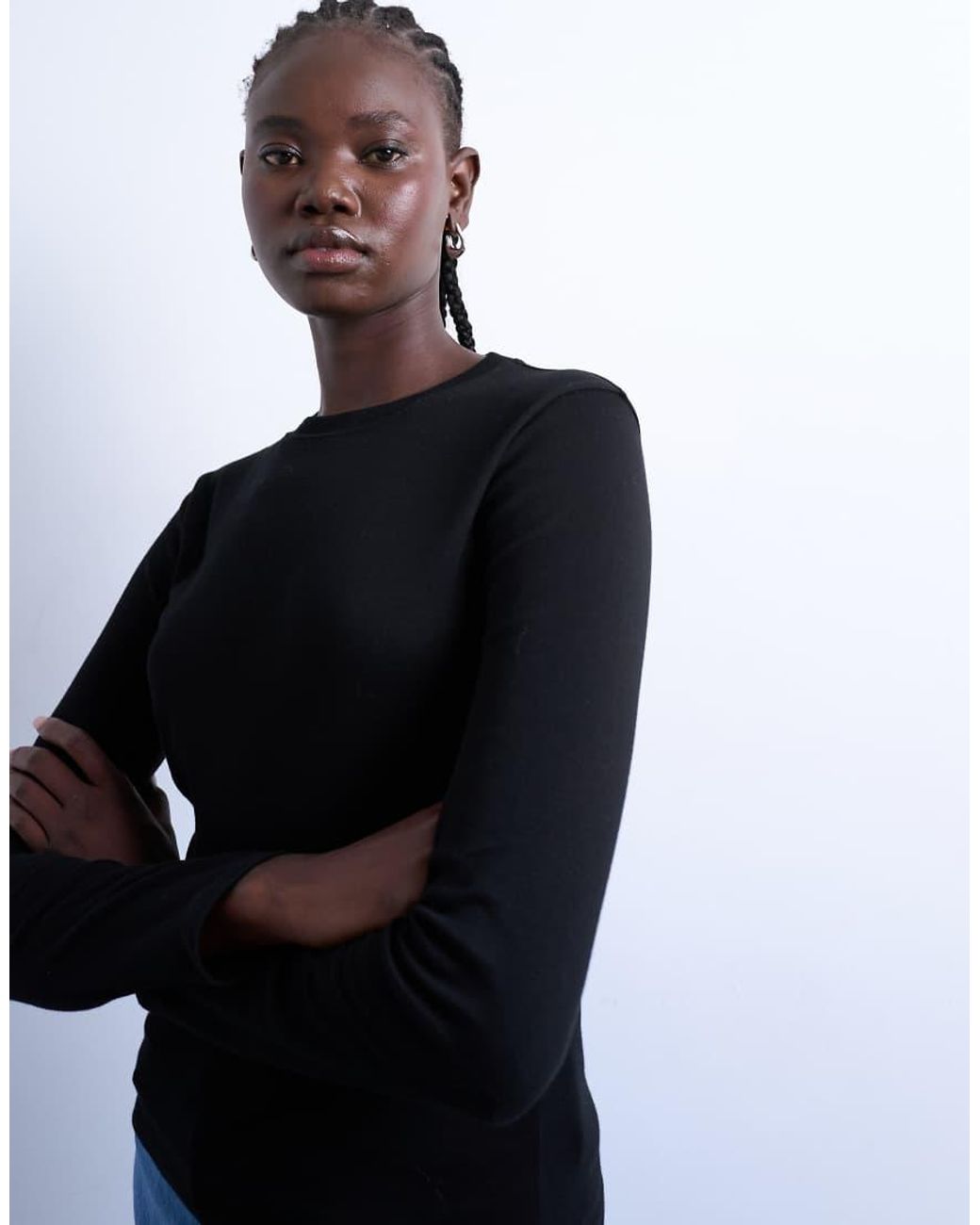 TOPSHOP Black Long Sleeve Everyday Tee