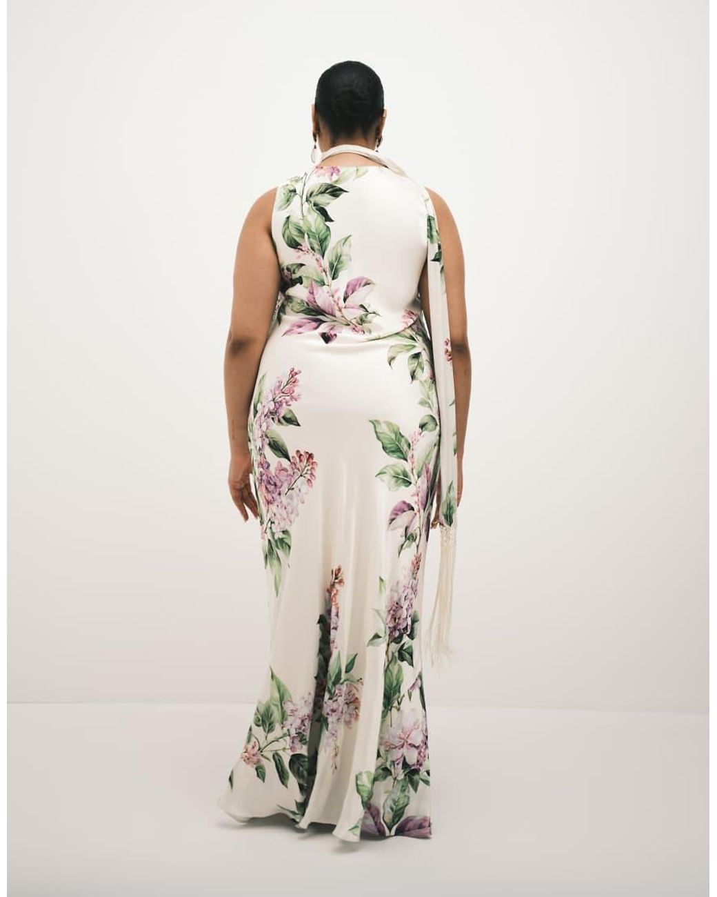 Forever New White Tassel Scarf Satin Maxi