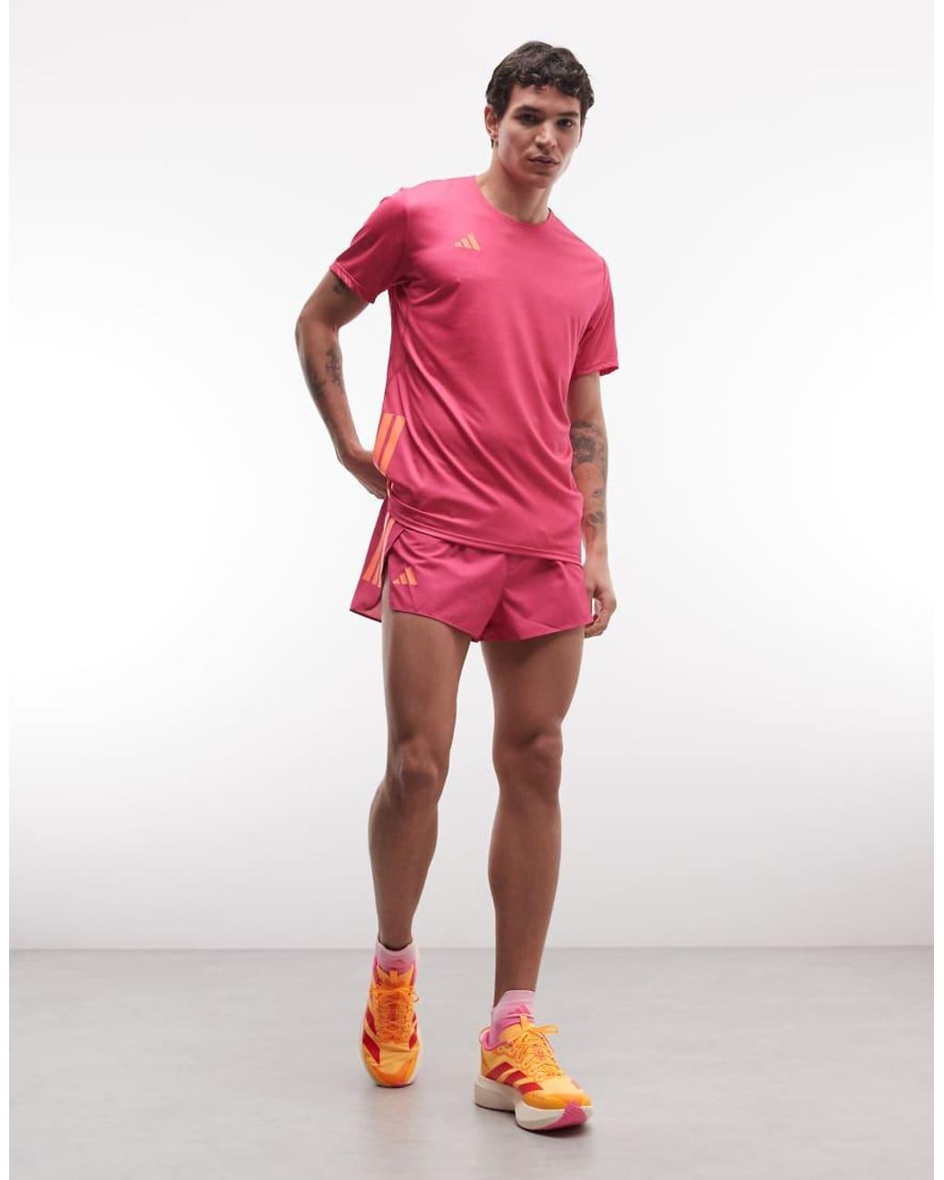 Adidas Originals Pink Adidas Running Adizero T-Shirt for men