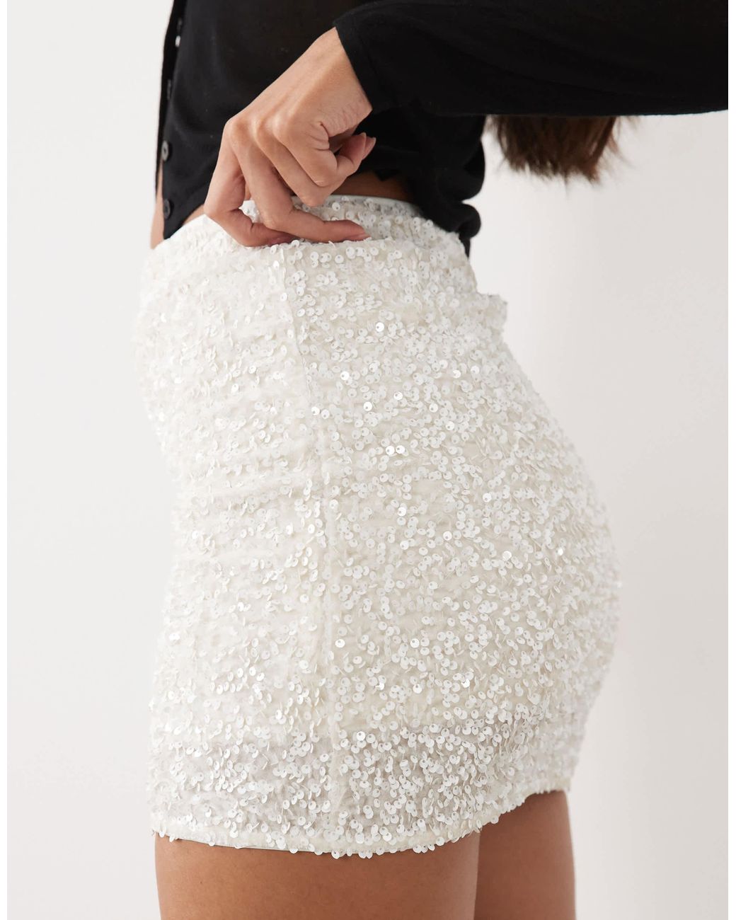 Threadbare Black Sequin Mini Skirt