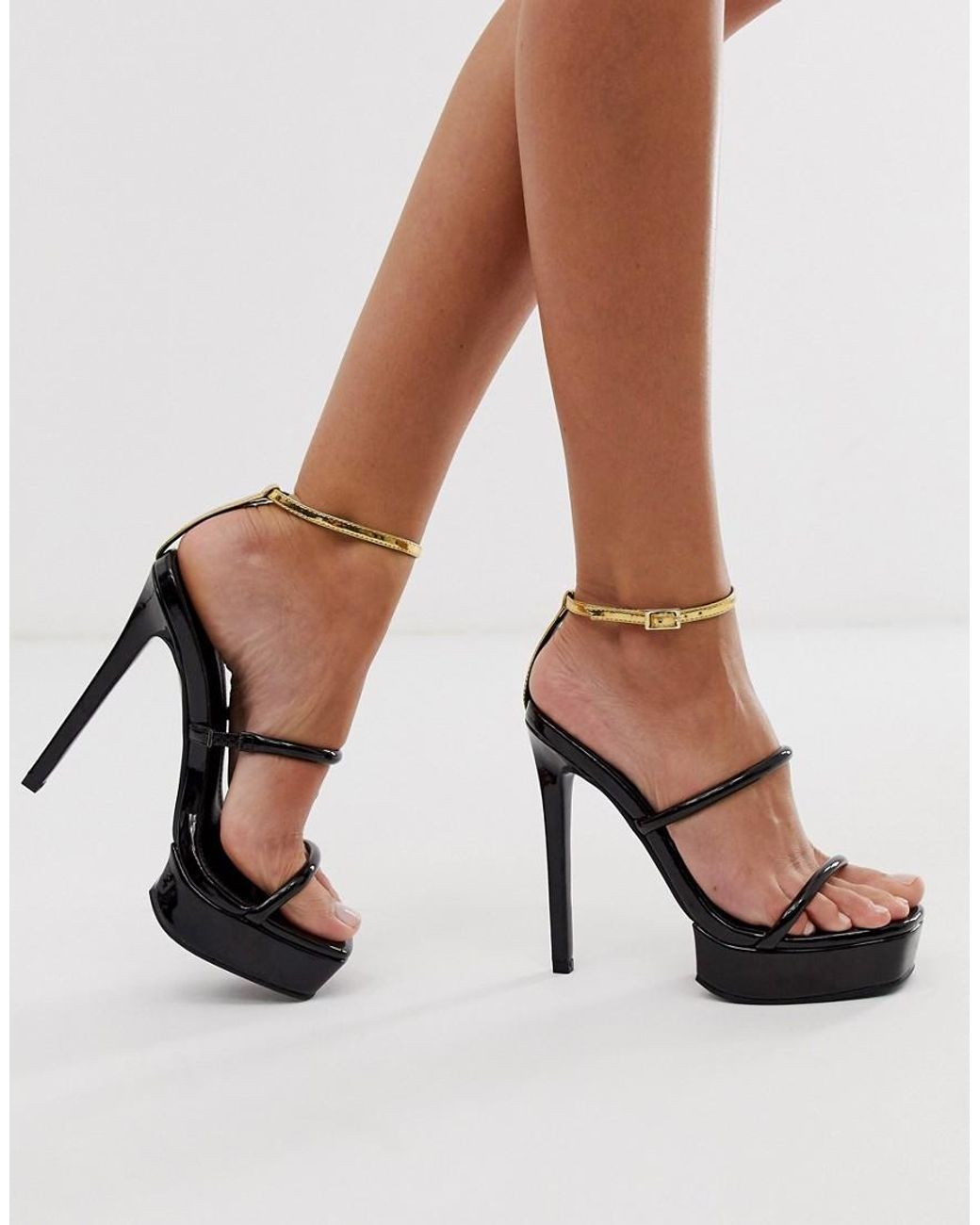 black platform barely there heels