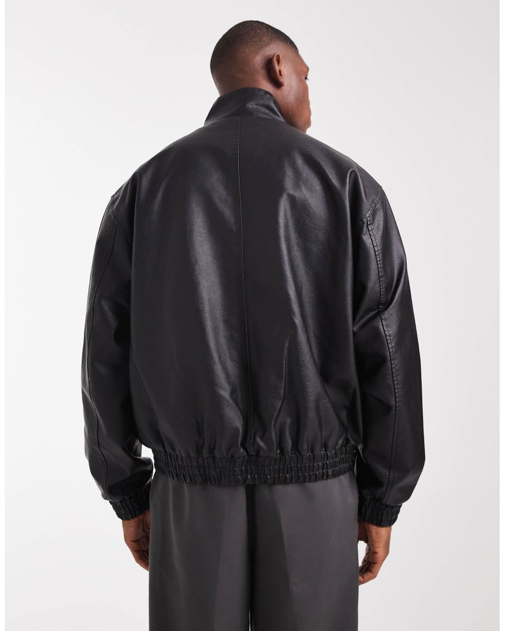 ASOS – bomberjacke aus kunstleder in Blue für Herren
