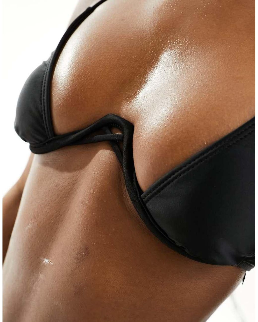 Miss Selfridge Brown Plunge Cup Detail Bikini Top