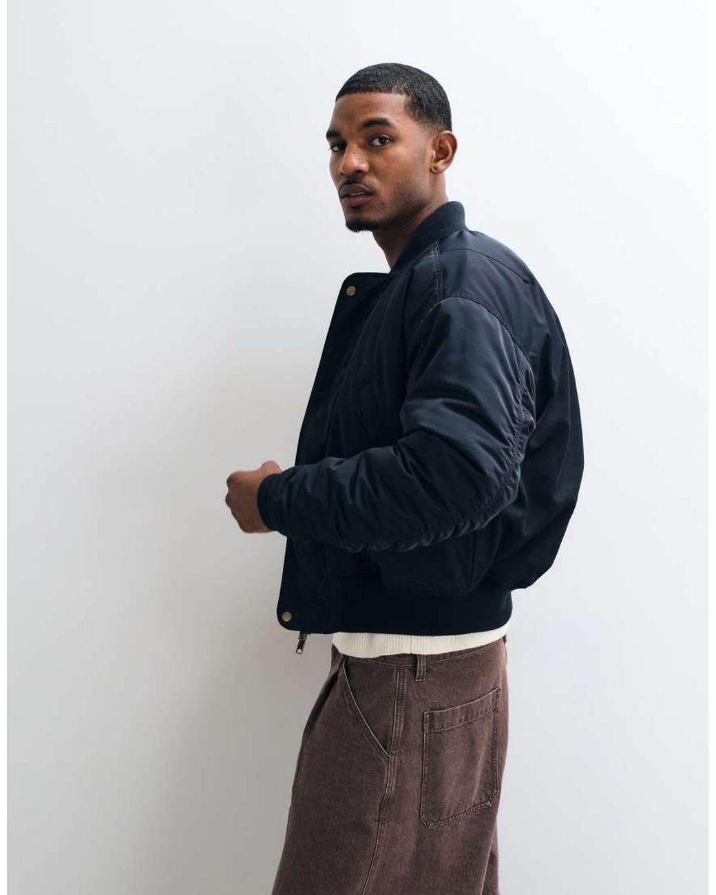 Weekday Blue Bomber With Gathered Sleeve And Back Detail for men