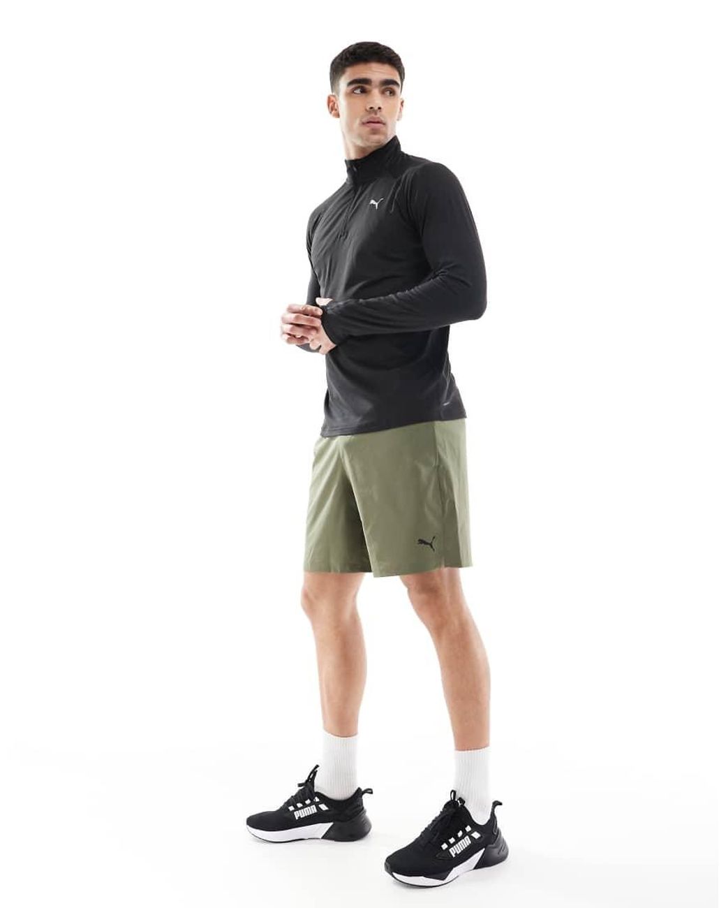 PUMA Black Velocity Cloudspun Running 1/4 Zip Top for men