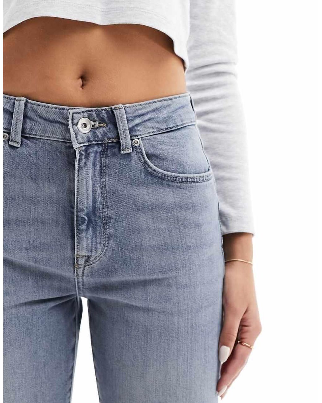 ONLY Blue Emily High Wasited Straight Leg Jean With Stretch