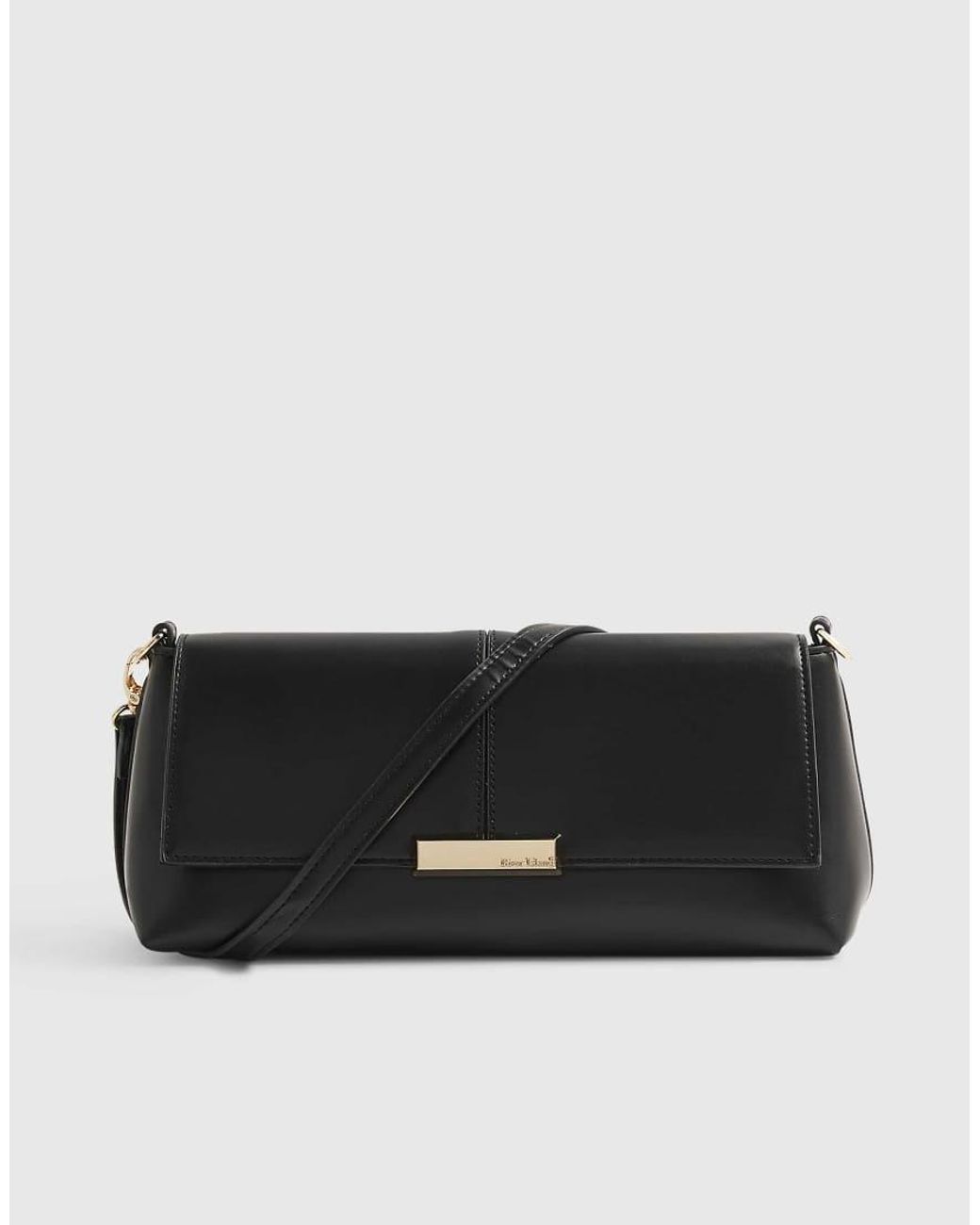 River Island White Bar Flap Over Clutch Bag