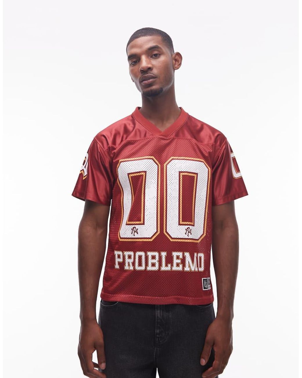 No Problemo Red Large Motif Sports Jersey for men