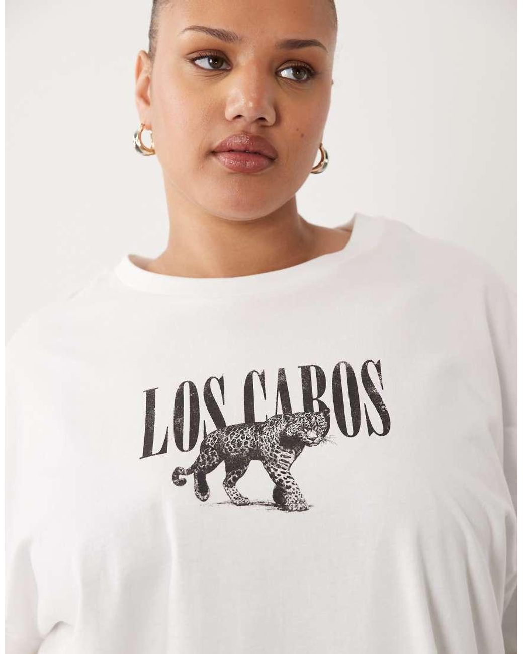 ASOS Gray Asos Design Curve Oversized T Shirt With Distressed Los Cabos Graphic