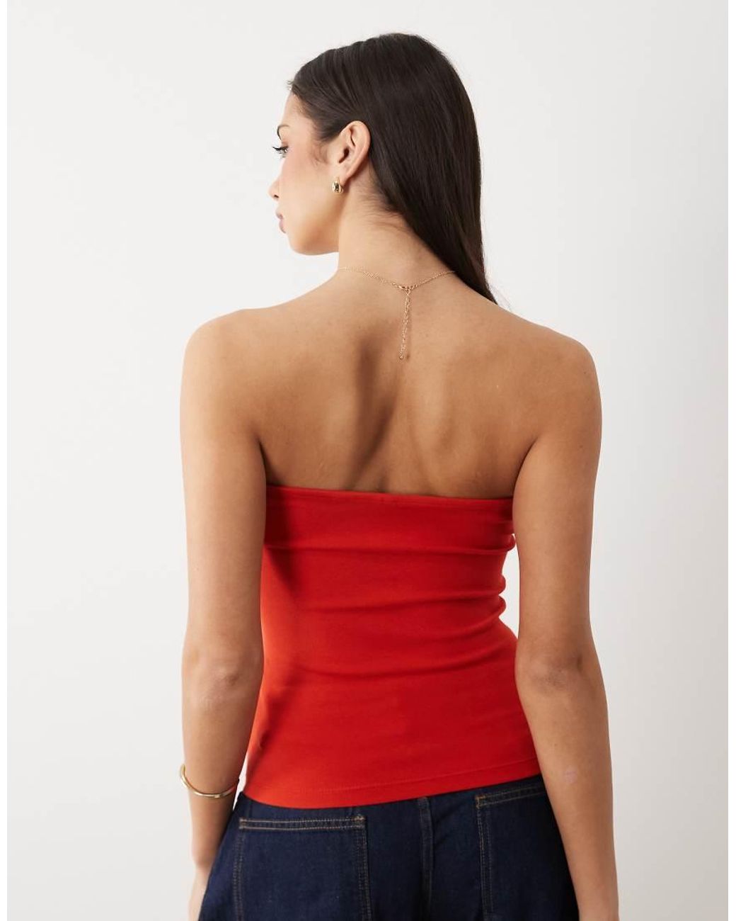 ASOS Red Compact Cotton Bandeau Top