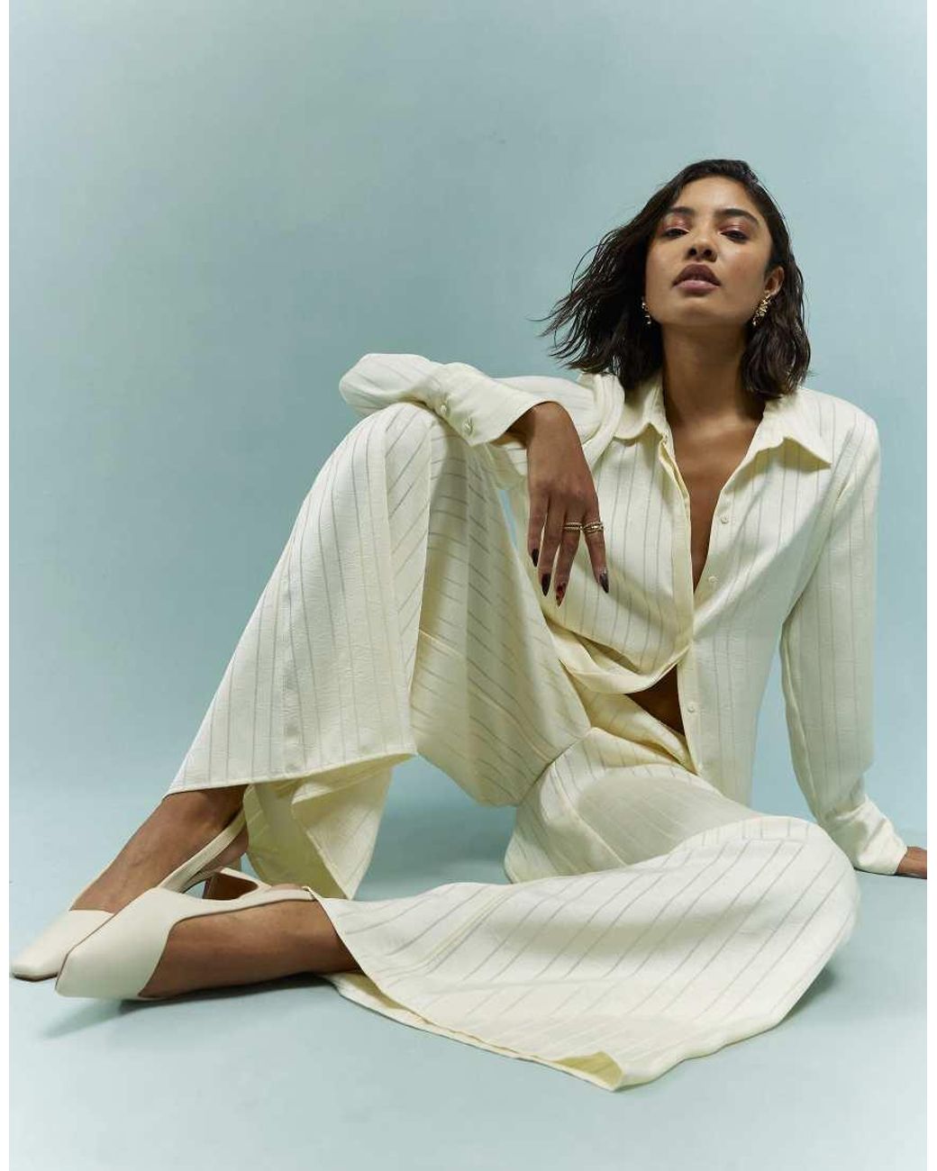 River Island White Stripe Blouse