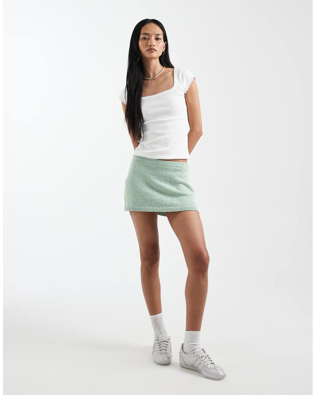 Cotton On White Sparkle Knit Mini Skirt