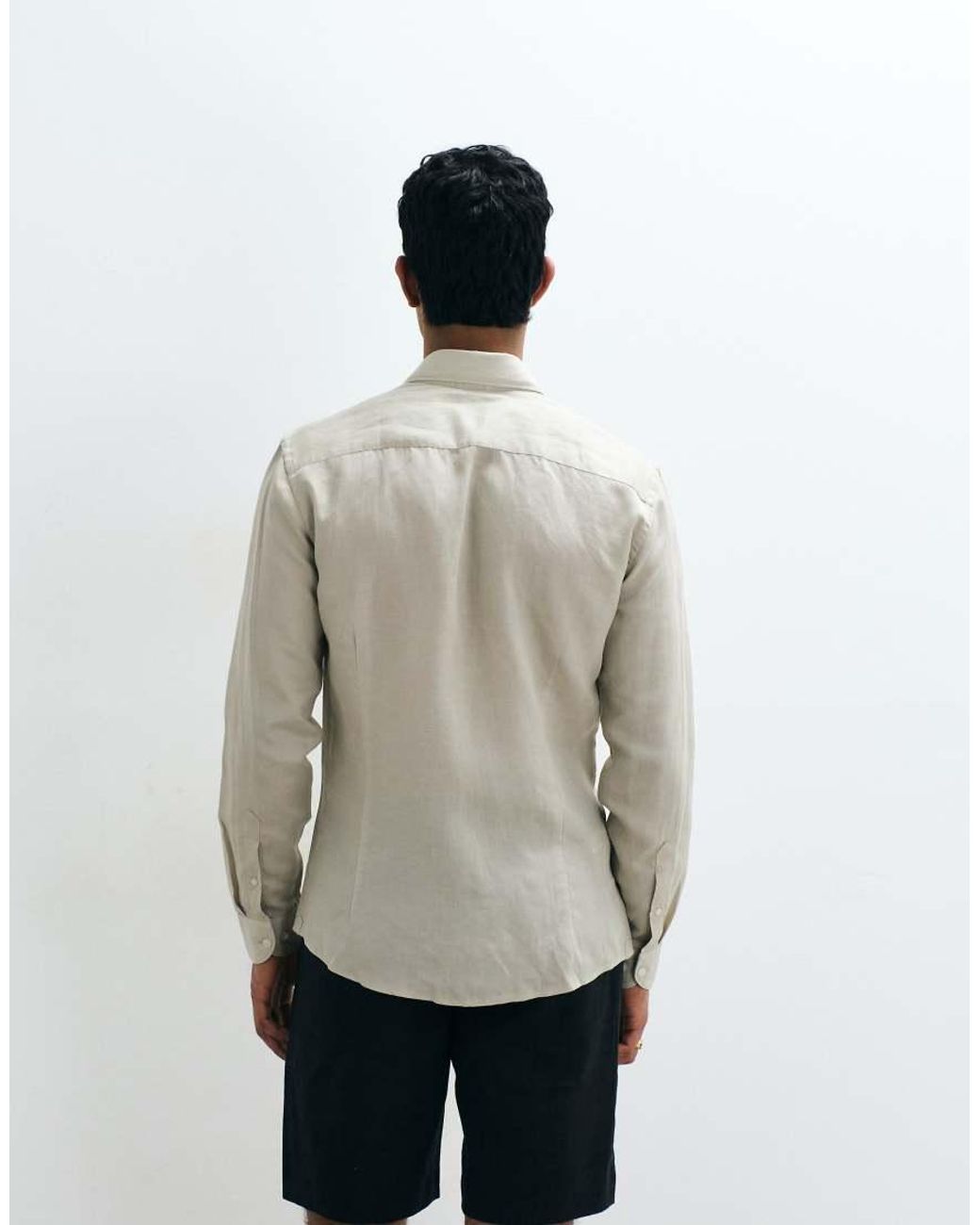 Mango Gray Linen Blend Releaxed Fit Shirt for men