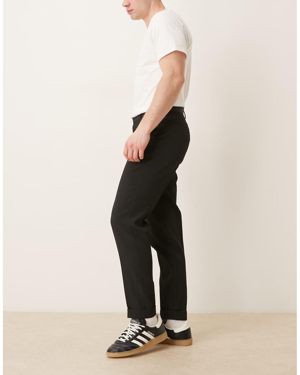 ASOS Black Smart Tapered Comfort Ribbed Pants for men