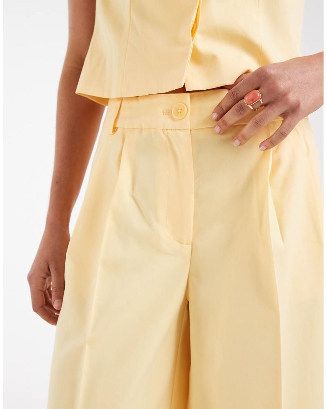Vero Moda Natural Tailored Pleat Front Wide Leg Co-ord