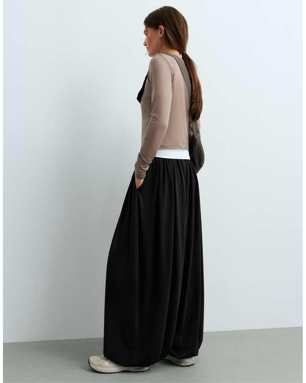 Oysho Black Modal Blend Balloon Trousers