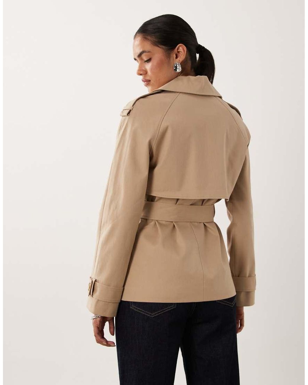 Forever New Natural Cropped Belted Trench Coat