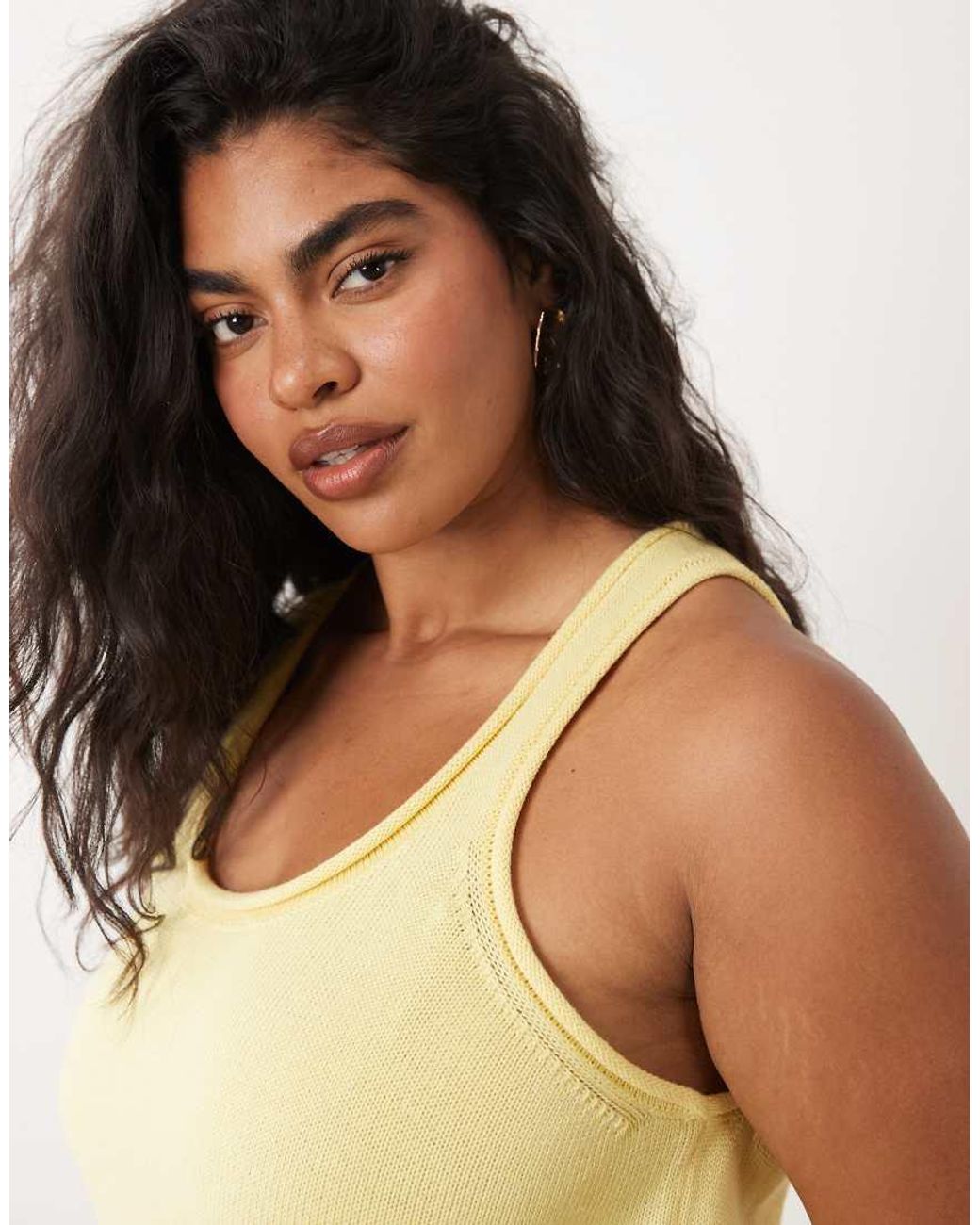 ASOS Yellow Asos Design Curve Cotton Blend U-scoop Cami Top Co-ord