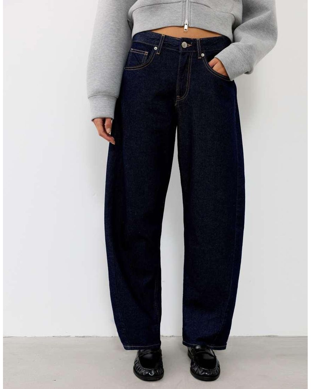 Pull&Bear Blue Low-rise Barrel Jeans