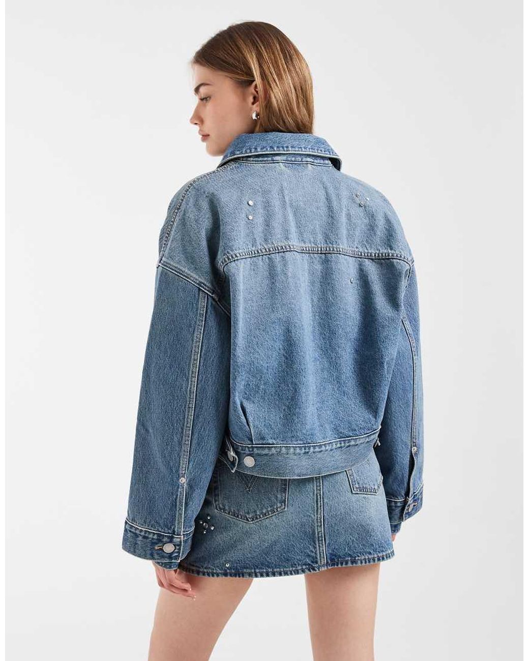 Levi's Blue Cropped Embellished Co-Ord Denim Jacket