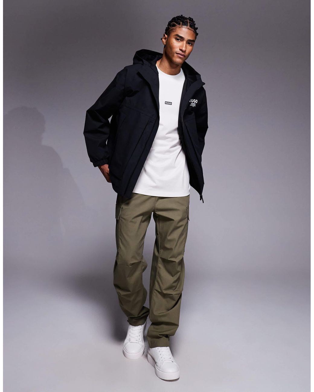 HUGO Blue Bod Back Print Hooded Jacket for men