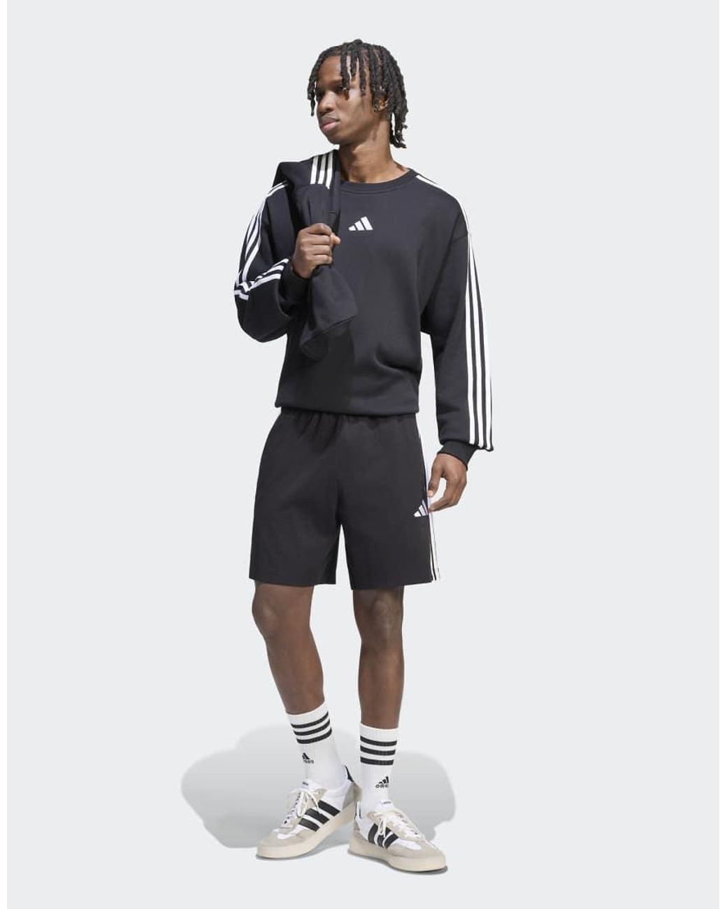 Adidas Originals Blue Essentials 3-Stripes Single Jersey Shorts for men