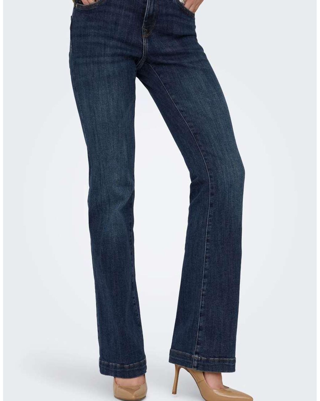 ONLY Blue Power Mid Rise Flared Push-up Jeans